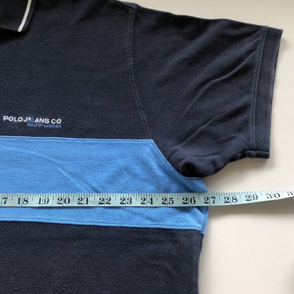 Vintage Ralph Lauren Jeans Co Retro Colourblock Polo Shirt Navy XL Grandpacore - Picture 13 of 16